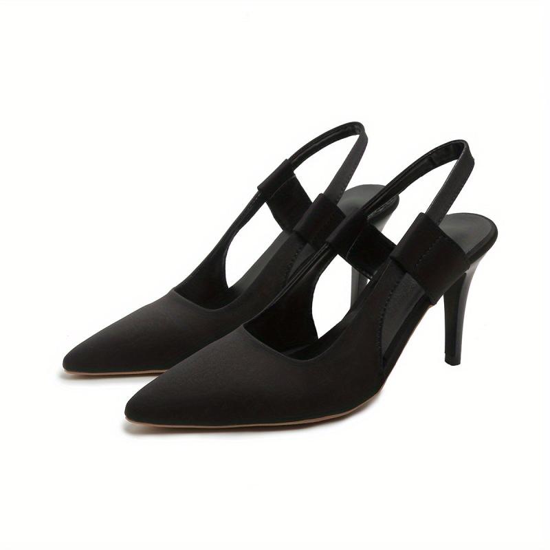 Satin Stiletto High Heel Sandals Pointed Toe Slingback Party Evening Dress