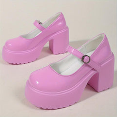 Women's Chunky Heel Mary Jane Comfort High Heels