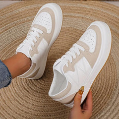 Women's Lace Up Solid Sneakers Round Toe Flat Shoes