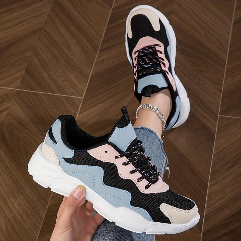 Women's Mesh Sneakers Low Top Lace Up Comfortable Walking Shoes