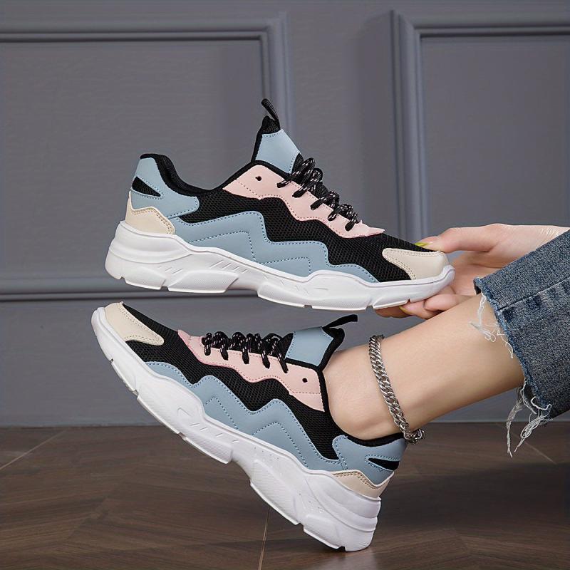 Women's Mesh Sneakers Low Top Lace Up Comfortable Walking Shoes