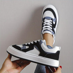 Women's Colorblock Skate Shoes Low Top Lace Up Casual Sneakers