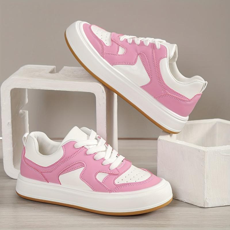 Women's Colorblock Skate Shoes Low Top Lace Up Casual Sneakers