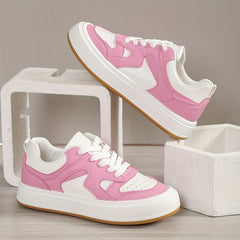Women's Colorblock Skate Shoes Low Top Lace Up Casual Sneakers