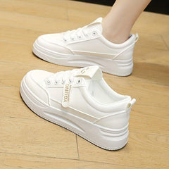 Women's Platform Sneakers Lace Up Solid Walking Shoes