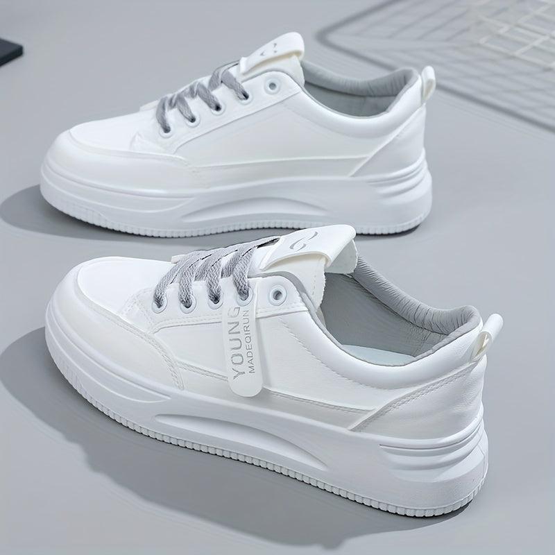 Women's Platform Sneakers Lace Up Solid Walking Shoes