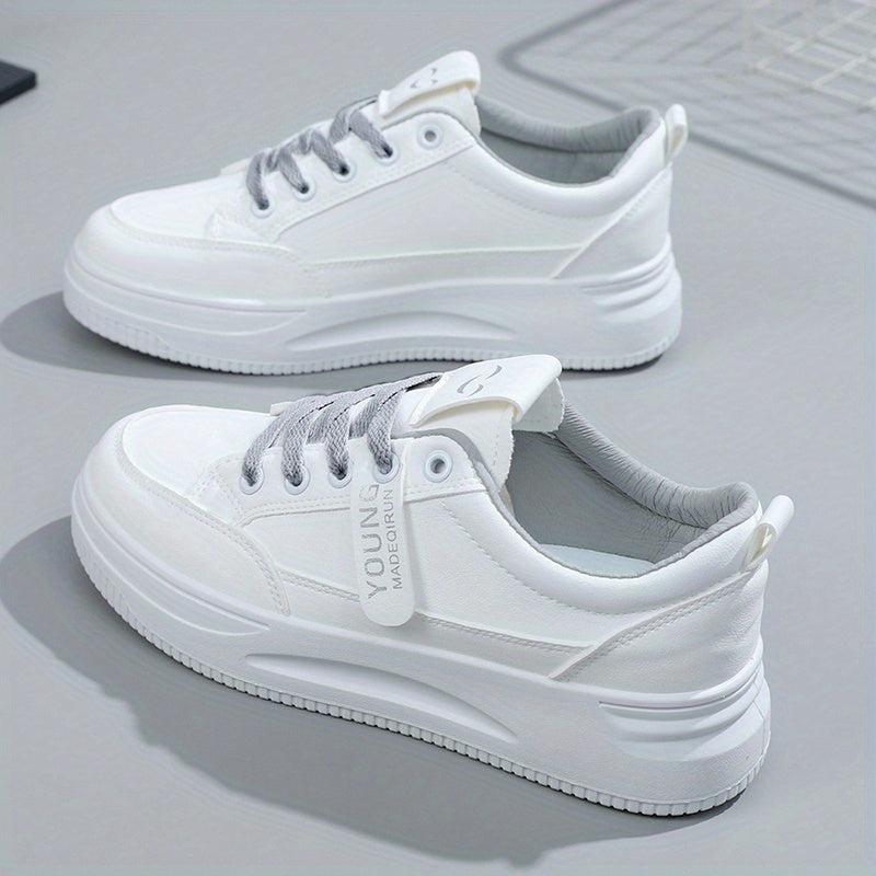Women's Platform Sneakers Lace Up Solid Walking Shoes