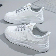 Women's Platform Sneakers Lace Up Solid Walking Shoes