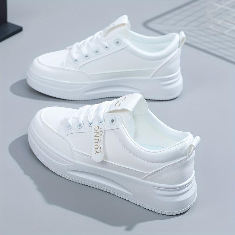 Women's Platform Sneakers Lace Up Solid Walking Shoes
