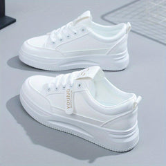 Women's Platform Sneakers Lace Up Solid Walking Shoes