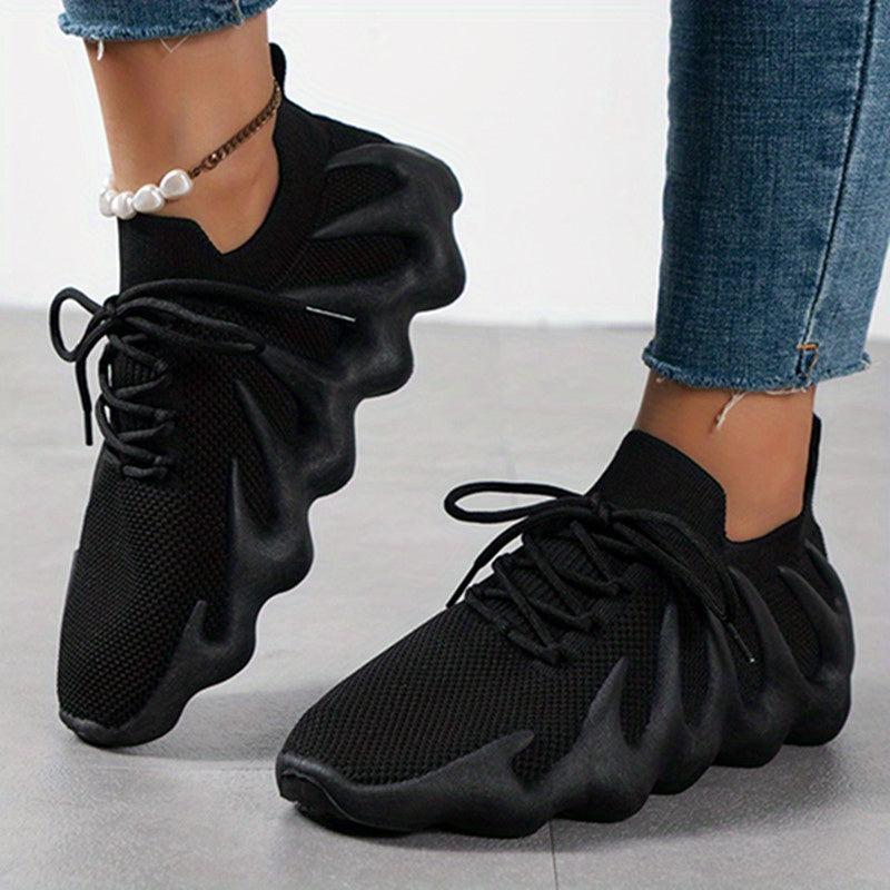 Women's Lightweight Knit Sneakers Breathable Lace Up Casual Shoes