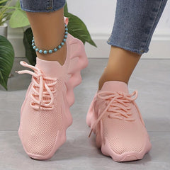 Women's Lightweight Knit Sneakers Breathable Lace Up Casual Shoes