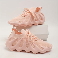 Women's Lightweight Knit Sneakers Breathable Lace Up Casual Shoes