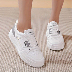 Colorblock Platform Skate Shoes Lace Up Low Top Sneakers