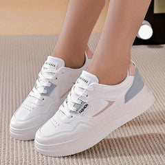 Colorblock Platform Skate Shoes Lace Up Low Top Sneakers