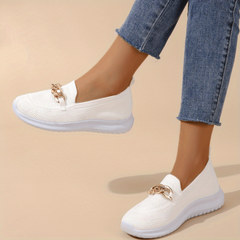 Women's Chain Decor Sneakers Breathable Flying Woven Outdoor Shoes