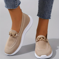 Women's Chain Decor Sneakers Breathable Flying Woven Outdoor Shoes