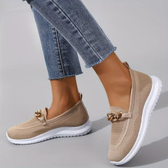 Women's Chain Decor Sneakers Breathable Flying Woven Outdoor Shoes