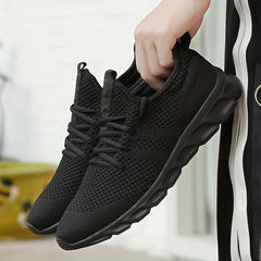 Knit Breathable Low Top Lace Up Comfortable Running Shoes