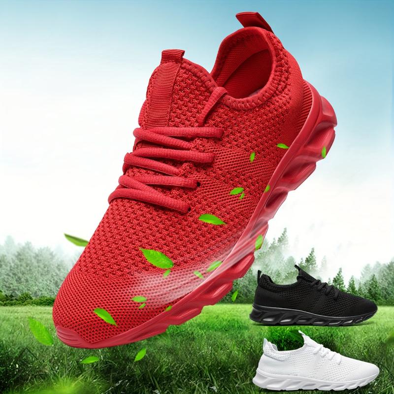 Knit Breathable Low Top Lace Up Comfortable Running Shoes