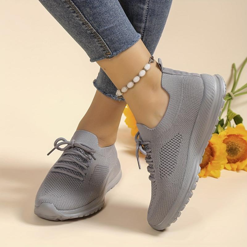 Women's Knitted Lace Up Running Shoes Lightweight & Anti skid