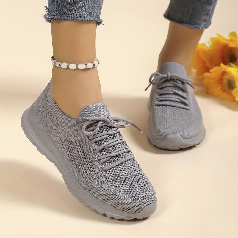 Women's Knitted Lace Up Running Shoes Lightweight & Anti skid