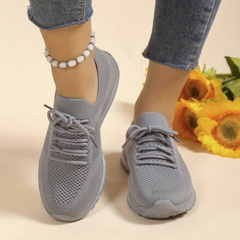 Women's Knitted Lace Up Running Shoes Lightweight & Anti skid