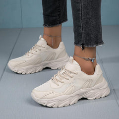Women's Platform Sports Shoes Breathable Mesh Lace Up Low Top Sneakers