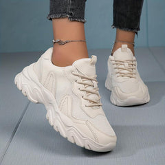 Women's Platform Sports Shoes Breathable Mesh Lace Up Low Top Sneakers