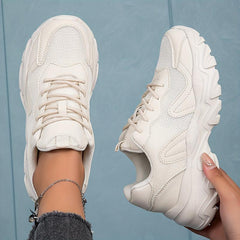 Women's Platform Sports Shoes Breathable Mesh Lace Up Low Top Sneakers
