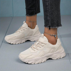 Women's Platform Sports Shoes Breathable Mesh Lace Up Low Top Sneakers