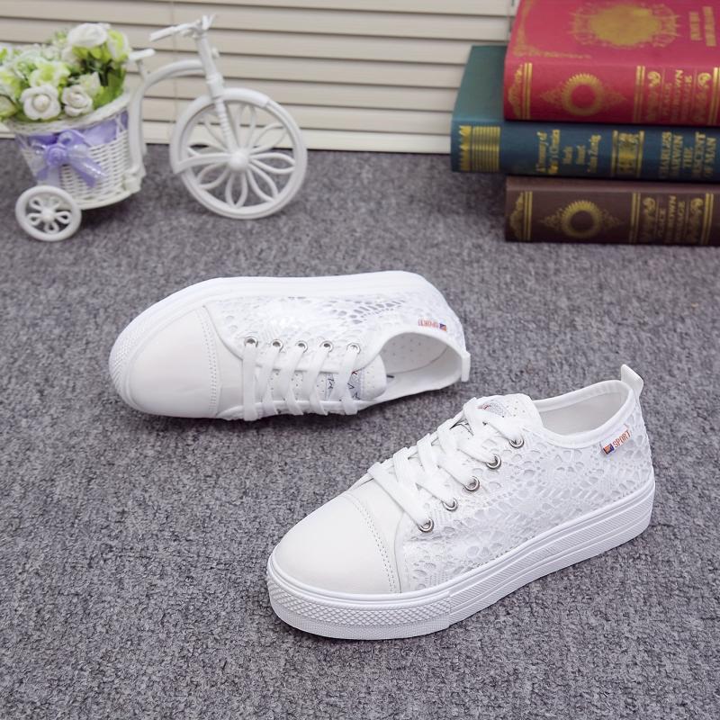 Women's Lace Platform Sneakers Hollow Out Lace Up Low Top Shoes