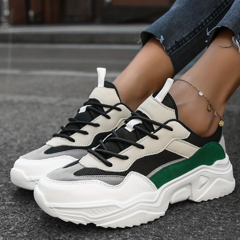 Women's Mesh Chunky Sneakers Colorblock Outdoor Running Shoes