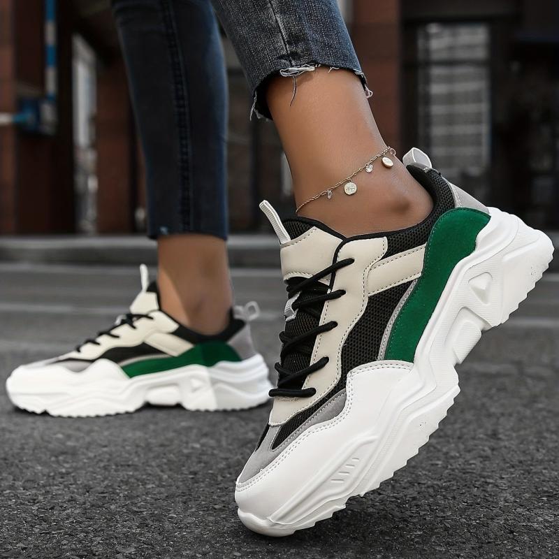 Women's Mesh Chunky Sneakers Colorblock Outdoor Running Shoes