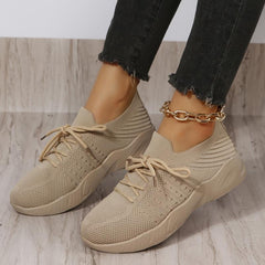Thick Bottom Lace Up Casual Sneakers Low Top Shoes