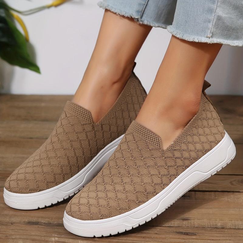 Women's Knit Flat Loafers Casual Slip On Walking Sneakers