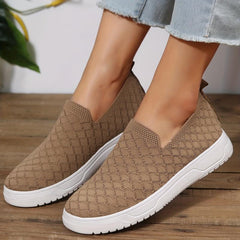 Women's Knit Flat Loafers Casual Slip On Walking Sneakers