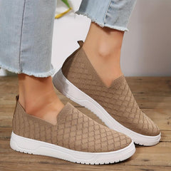 Women's Knit Flat Loafers Casual Slip On Walking Sneakers