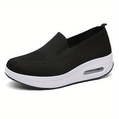 Women's Breathable Slip-On Knit Sneakers Air Cushion Outdoor Shoes
