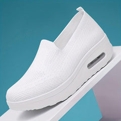 Women's Breathable Slip-On Knit Sneakers Air Cushion Outdoor Shoes