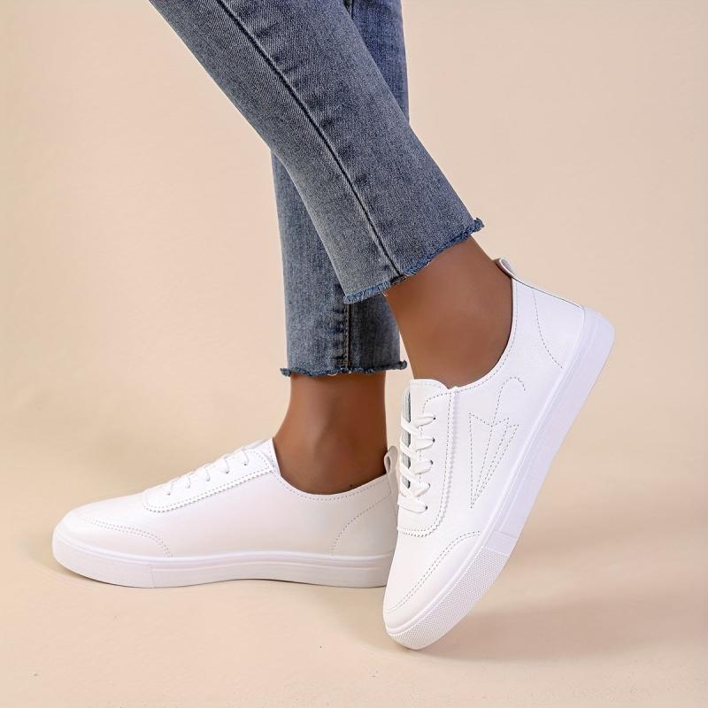 Women's Umbrella Pattern Sneakers Lace Up Faux Leather Shoes