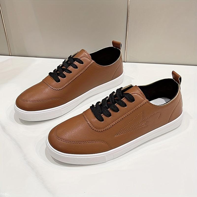 Women's Umbrella Pattern Sneakers Lace Up Faux Leather Shoes