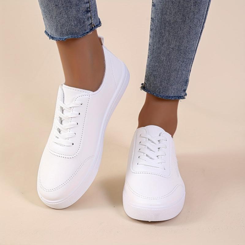 Women's Umbrella Pattern Sneakers Lace Up Faux Leather Shoes