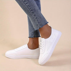 Women's Umbrella Pattern Sneakers Lace Up Faux Leather Shoes