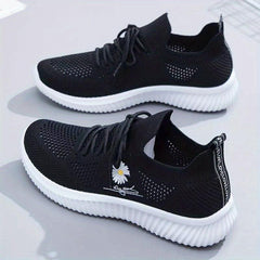 Women's Flower Pattern Sneakers Casual Lace Up Outdoor Shoes Lightweight
