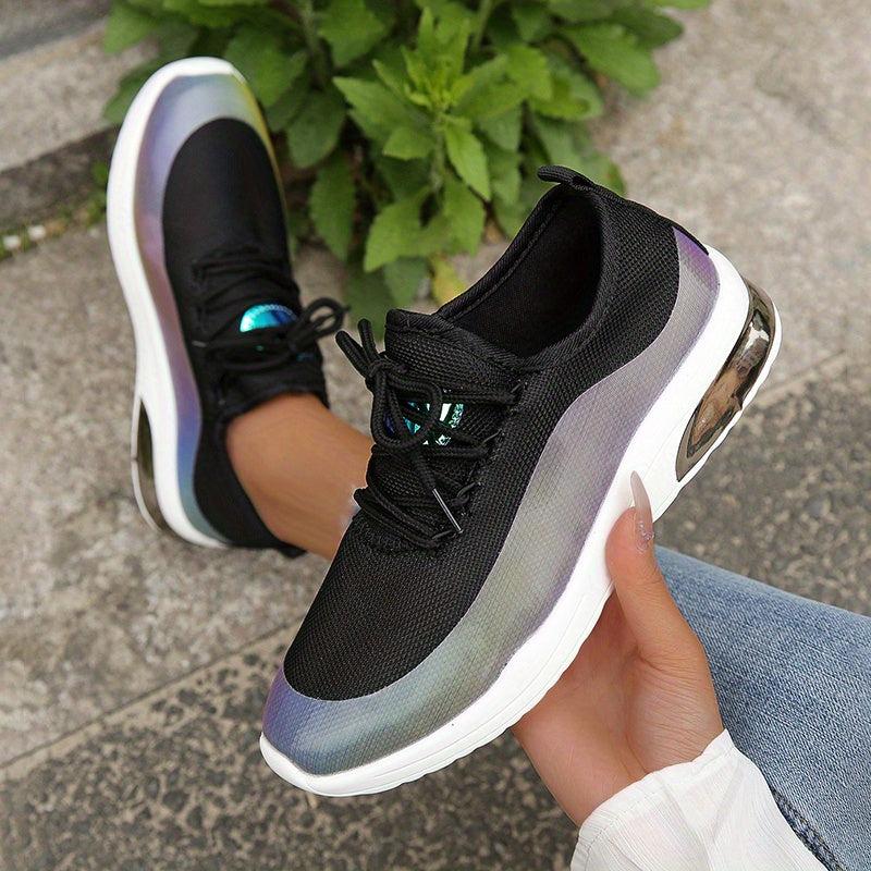Women's Colorblock Sneakers Low Top Lace Up Walking Shoes