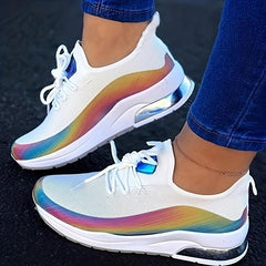 Women's Colorblock Sneakers Low Top Lace Up Walking Shoes