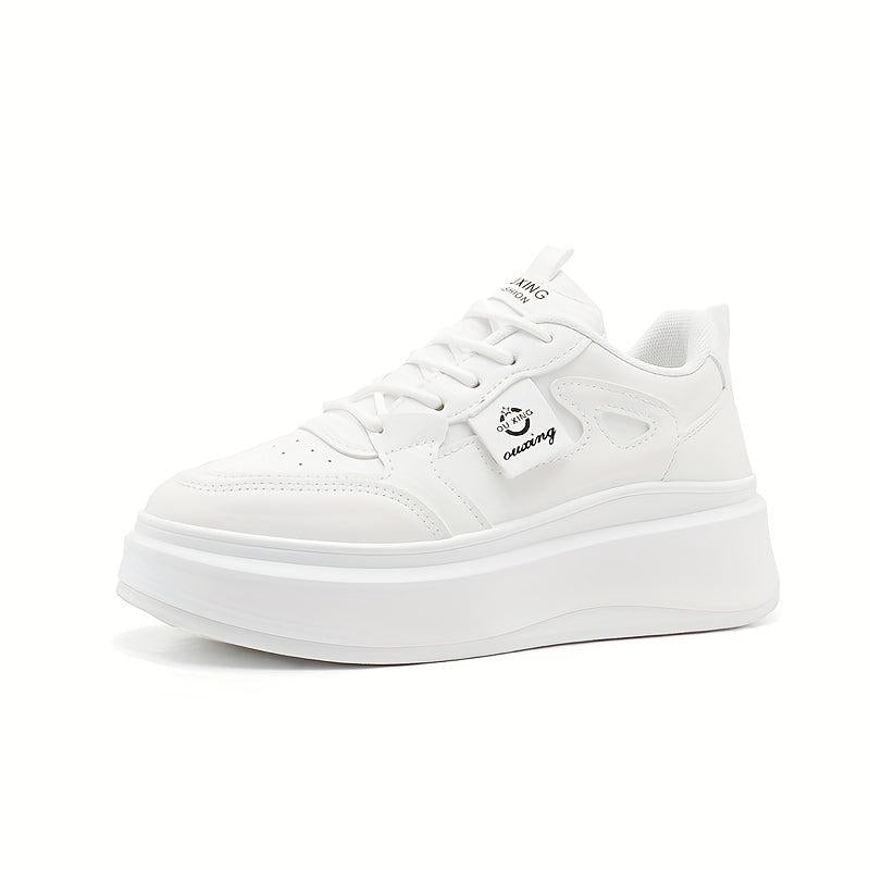 Women's Solid Platform Sneakers Low Top Casual Lace Up Shoes