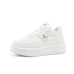 Women's Solid Platform Sneakers Low Top Casual Lace Up Shoes