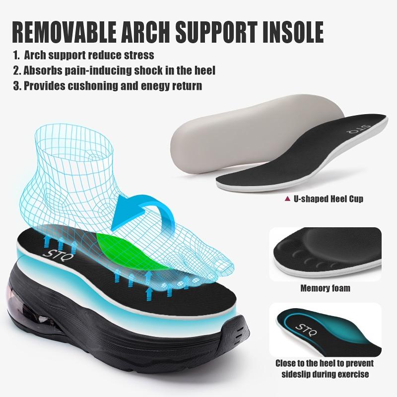STQ Women Walking Shoes Air Cushion Sneakers Memory Foam Arch Support